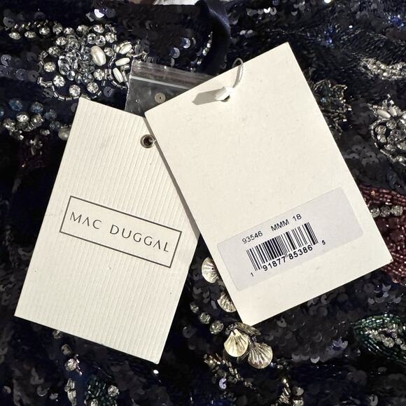 Mac Duggal 93546 Embellished Wrap Gown 18 Bishop Sleeves Formal Dress NWT $1798 - Picture 11 of 16